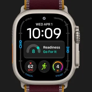 Apple Watch Ultra 4 GPS + LTE, 49mm Natural Titanium Case with Burgundy Trail Loop - M/L