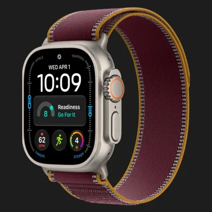 Apple Watch Ultra 4 GPS + LTE, 49mm Natural Titanium Case with Burgundy Trail Loop - M/L