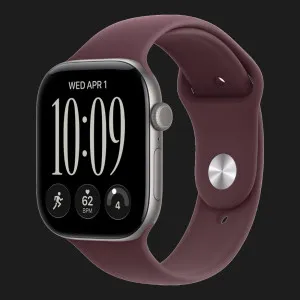 Apple Watch Series 12 GPS, 42mm Space Gray Aluminum Case with Burgundy Sport Band (M/L)