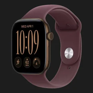 Apple Watch Series 12 GPS, 42mm Dark Bronze Aluminum Case with Burgundy Sport Band (S/M)
