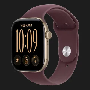 Apple Watch Series 12 GPS, 42mm Light Gold Aluminum Case with Burgundy Sport Band (M/L)
