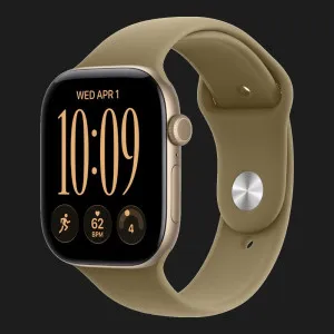 Apple Watch Series 12 GPS, 42mm Light Gold Aluminum Case with Olive Sport Band (S/M)