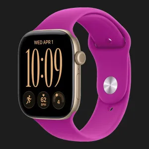 Apple Watch Series 12 GPS, 42mm Light Gold Aluminum Case with Magenta Sport Band (S/M)