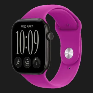 Apple Watch Series 12 GPS, 42mm Black Aluminum Case with Magenta Sport Band (S/M)