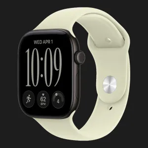 Apple Watch Series 12 GPS, 42mm Black Aluminum Case with Pale Succulent Sport Band (S/M)