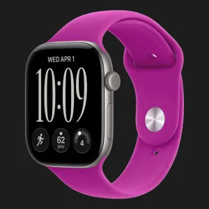 Apple Watch Series 12 GPS, 42mm Space Gray Aluminum Case with Magenta Sport Band (S/M)