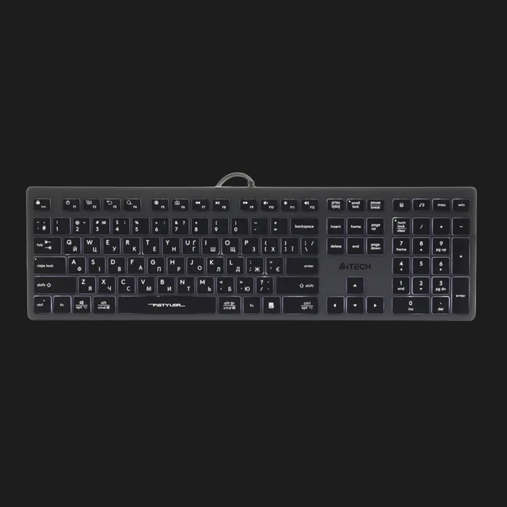 Клавіатура A4Tech FX60 USB (Gray) White backlit (FX60)