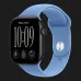 Apple Watch Series 12 GPS, 46mm Black Aluminum Case with Wildflower Blue Sport Band (S/M)