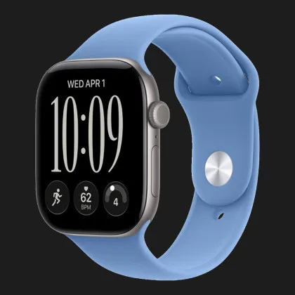 Apple Watch Series 12 GPS, 46mm Space Gray Aluminum Case with Wildflower Blue Sport Band (M/L)