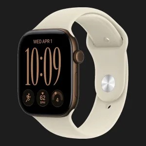 Apple Watch Series 12 GPS, 46mm Dark Bronze Aluminum Case with Sand Sport Band (S/M)