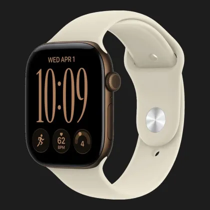 Apple Watch Series 12 GPS, 46mm Dark Bronze Aluminum Case with Sand Sport Band (S/M)