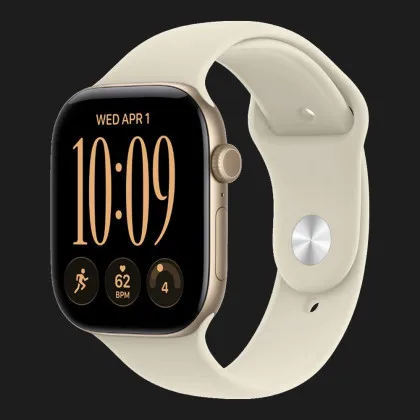 Apple Watch Series 12 GPS, 46mm Light Gold Aluminum Case with Sand Sport Band (S/M)
