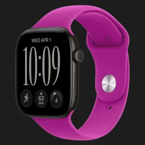 Apple Watch Series 12 GPS, 46mm Black Aluminum Case with Magenta Sport Band (M/L)