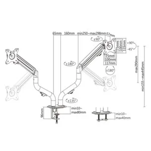 Кронштейн Gembird для 2 мониторов 17"-32" (MA-DA2-02) (Black)