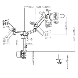 Кронштейн Gembird для 2 мониторов 17"-32" (MA-DA2P-01) (Black)