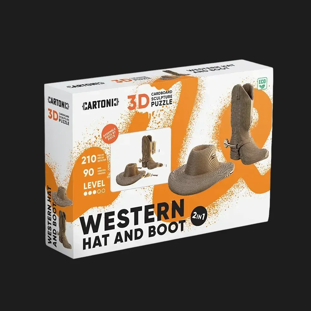 Картонний 3D пазл-конструктор Cartonic Western hat and boot (CARTWEST)