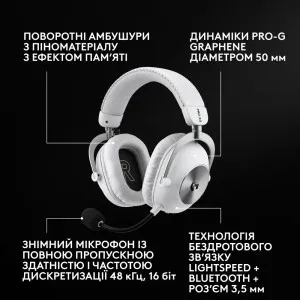 Игровые наушники Logitech G Pro X3 Lightspeed Wireless (White)