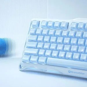 Клавіатура механічна GravaStar Mercury K1 80keys, GravaStar x Kailh Cheery Pink, EN, BT/WL/USB (Ice Blue)