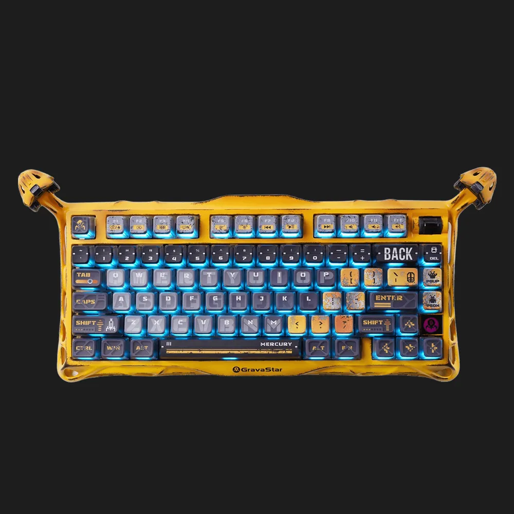 Клавіатура механічна GravaStar Mercury K1 Pro 80keys, GravaStar x Kailh Speedy Mint, BT/WL/USB, RGB (Yellow)
