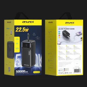 Зарядное устройство Power Bank AWEI PA-106 50000mAh 22,5W PD 3xUSB-C во Львове