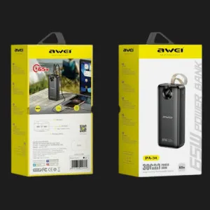 Зарядний пристрій Power Bank AWEI PA-34 30000mAh 65W Fast charging