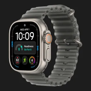 Apple Watch Ultra 4 GPS + LTE, 49mm Natural Titanium Case with Translucent Black Ocean Band (MJCR4+MK7P4)