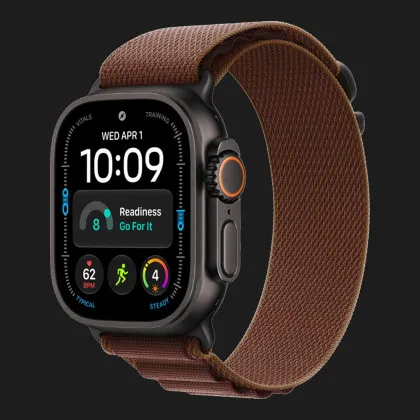  Apple Watch Ultra 4 GPS + LTE 49mm Black Titanium Case with Burgundy Alpine Loop - Medium (MJC14)