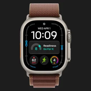 Apple Watch Ultra 4 GPS + LTE, 49mm Natural Titanium Case with Burgundy Alpine Loop - Small (MJCR4+MK7D4)