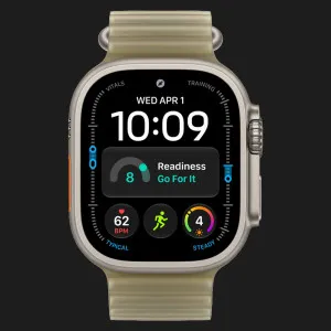 Apple Watch Ultra 4 GPS + LTE, 49mm Natural Titanium Case with Translucent Kelp Ocean Band (MJCR4+MK7M4)