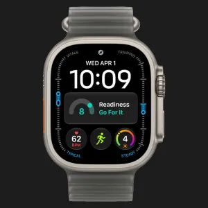 б/у Apple Watch Ultra 4 GPS + LTE, 49mm Natural Titanium Case with Translucent Black Ocean Band (MJCR4+MK7P4) (Хороший стан)