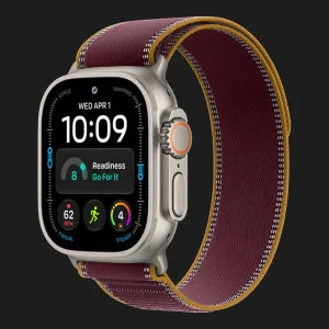 б/у Apple Watch Ultra 4 GPS + LTE, 49mm Natural Titanium Case with Burgundy Trail Loop - S/M (MJCR4+MK8G4) (Хороший стан)
