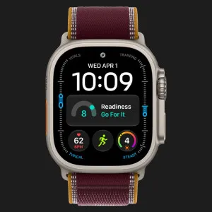 б/у Apple Watch Ultra 4 GPS + LTE, 49mm Natural Titanium Case with Burgundy Trail Loop - M/L (MJCR4+MK8H4) (Як Новий)