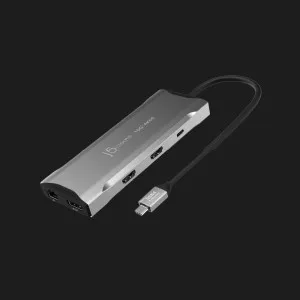 Адаптер J5create USB-C 9-in-1 (2xUSB 3.2+2xUSB-C PD+2xHDMI 4K+DP+SD/TF+RJ45) (Gray) в Полтаве