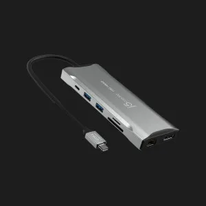 Адаптер J5create USB-C 9-in-1 (2xUSB 3.2+2xUSB-C PD+2xHDMI 4K+DP+SD/TF+RJ45) (Gray) в Полтаве