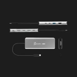 Адаптер J5create USB-C 7-in-1 (USB 3.2+ USB-C PD + HDMI 4K + DisplayPort + SD/TF) (Gray) в Полтаве