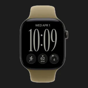 Apple Watch Series 12 GPS, 42mm Black Aluminum Case with Olive Sport Band (S/M)