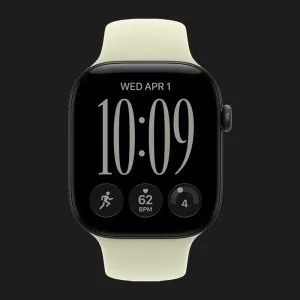 Apple Watch Series 12 GPS, 42mm Black Aluminum Case with Pale Succulent Sport Band (S/M)