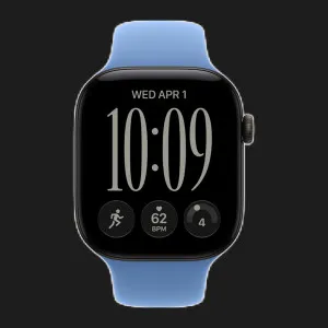 Apple Watch Series 12 GPS, 42mm Black Aluminum Case with Wildflower Blue Sport Band (S/M)