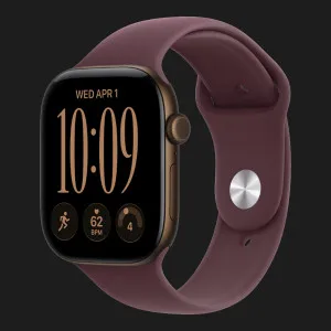 Apple Watch Series 12 GPS, 42mm Dark Bronze Aluminum Case with Burgundy Sport Band (S/M)