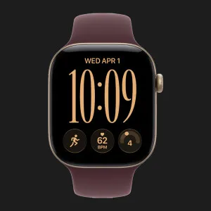 Apple Watch Series 12 GPS, 42mm Light Gold Aluminum Case with Burgundy Sport Band (S/M)