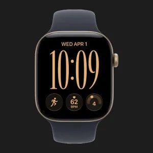 Apple Watch Series 12 GPS, 42mm Light Gold Aluminum Case with Navy Blue Sport Band (S/M)
