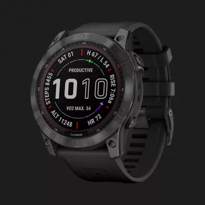 Garmin Fenix 7X Sapphire Solar Carbon Gray DLC Titanium with Black Band