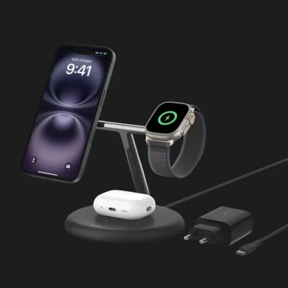 Безпровідна зарядка Belkin 3в1 Magnetic Qi2 15Вт (Black)