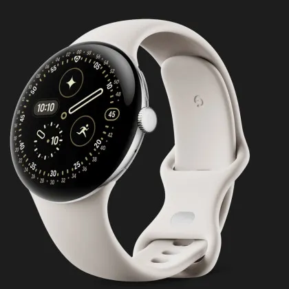 Смарт-часы Google Pixel Watch 4 45mm Polished Silver Aluminum Case / Porcelain Active Band
