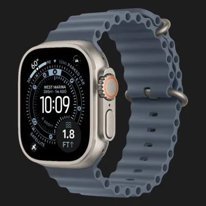 Apple Watch Ultra 3 GPS + LTE, 49mm Natural Titanium Case with Anchor Blue Ocean Band (MEWH4) (Ultra)