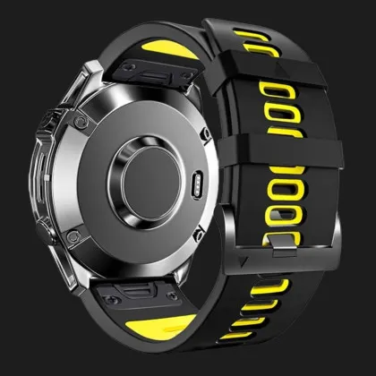 Ремешок Silicone Fit для Garmin (QuickFit 26) (Black/Yellow)
